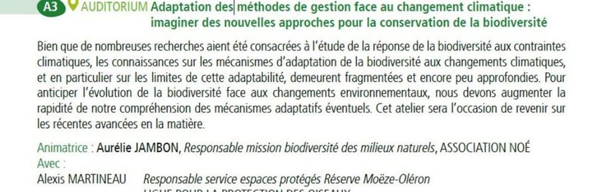 Image bannière de la formation [ANB24] Adaptation des méthodes de gestion face au changement climatique : nouvelles approches pour la conservation de la biodiversité 